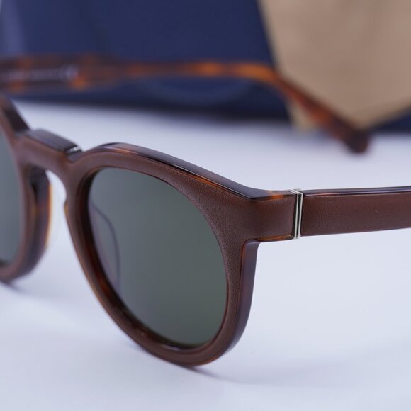 Loewe LW40003U 55N Round Sunglasses - Brown Leather/Brown - Picture 5 of 9